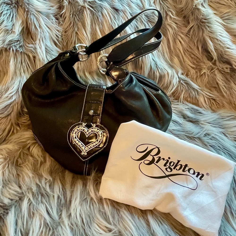 Brighton Black Hobo Bag with Silver Hardware